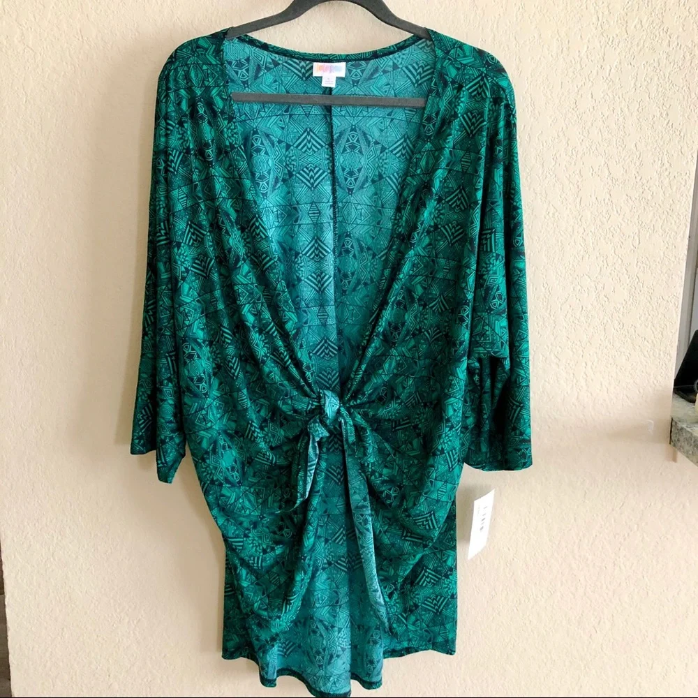 LuLaRoe Teal Patterned Cardigan - Picture 3 of 7
